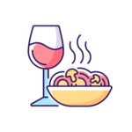 dinner-rgb-color-icon-spaghetti-and-wine-glass-romantic-meal-restaurant-order-cafe-menu-dish-recipe-isolated-illustration-everyday-daily-routine-simple-filled-line-drawing-vector
