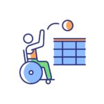 wheelchair-volleyball-rgb-color-icon-sitting-athletes-competition-professional-sport-event-team-contest-disabled-sportsman-isolated-illustration-simple-filled-line-drawing-vector